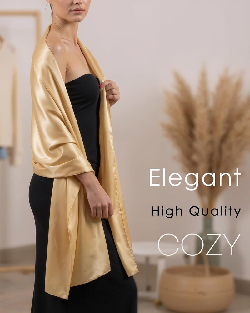 Sofier Satin Shawl Wraps for Women Evening Dresses Wedding Bridal Party Silky Scarf Formal Cover Up Bridesmaid Gifts - Image 2